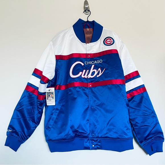 Mitchell & Ness Chicago Cubs Throwback Satin Bomber Jacket Size 2XL - Picture 1 of 6